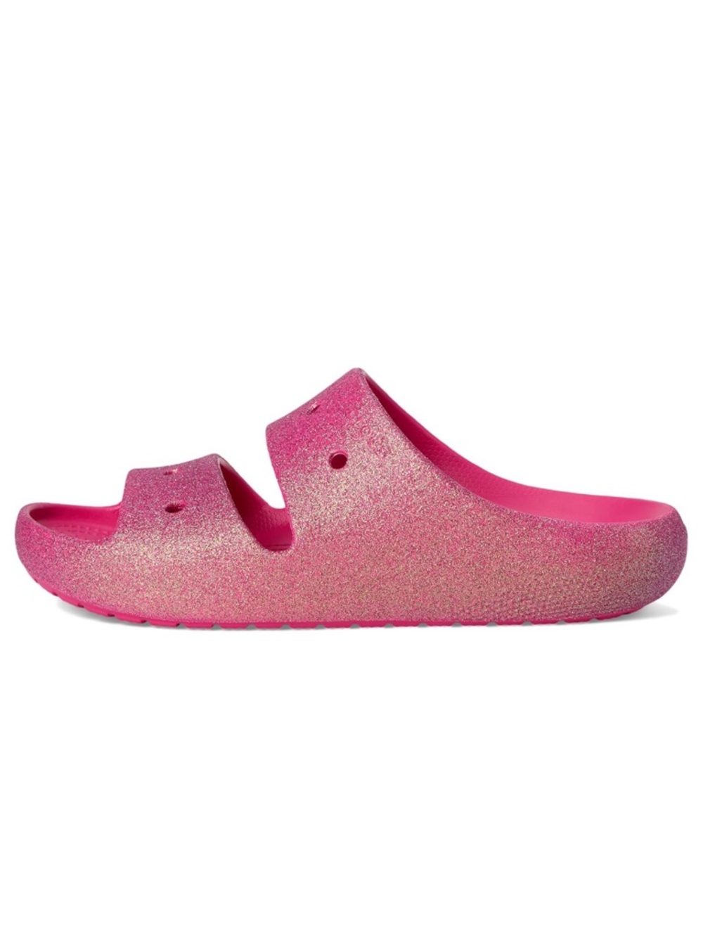 Crocs Classic Iridescent Glitter Unisex Hot Pink Slides Size W 7 NWT - Picture 5 of 11